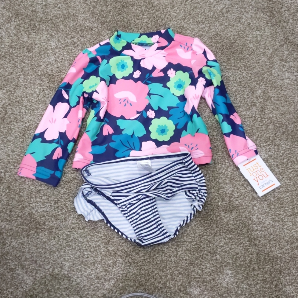 NWT Carter's floral print 2 piece swim set
